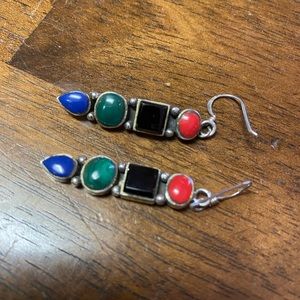Genuine Gemstone Earrings w/ Carnelian, Onyx, Malachite, and Lapis Lazuli.